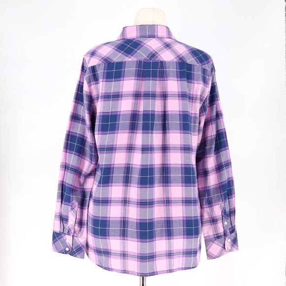 NWT TALBOTS Metallic Flannel Modern Classic Shirt Frost Bloom Purple Plaid Sz L - Picture 6 of 9